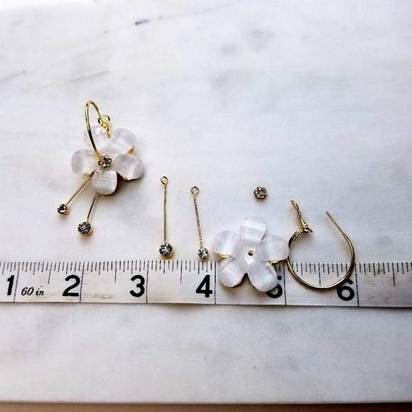 Acrylic Flower Drop Crystal Hoop Earrings - Picture 4 of 6